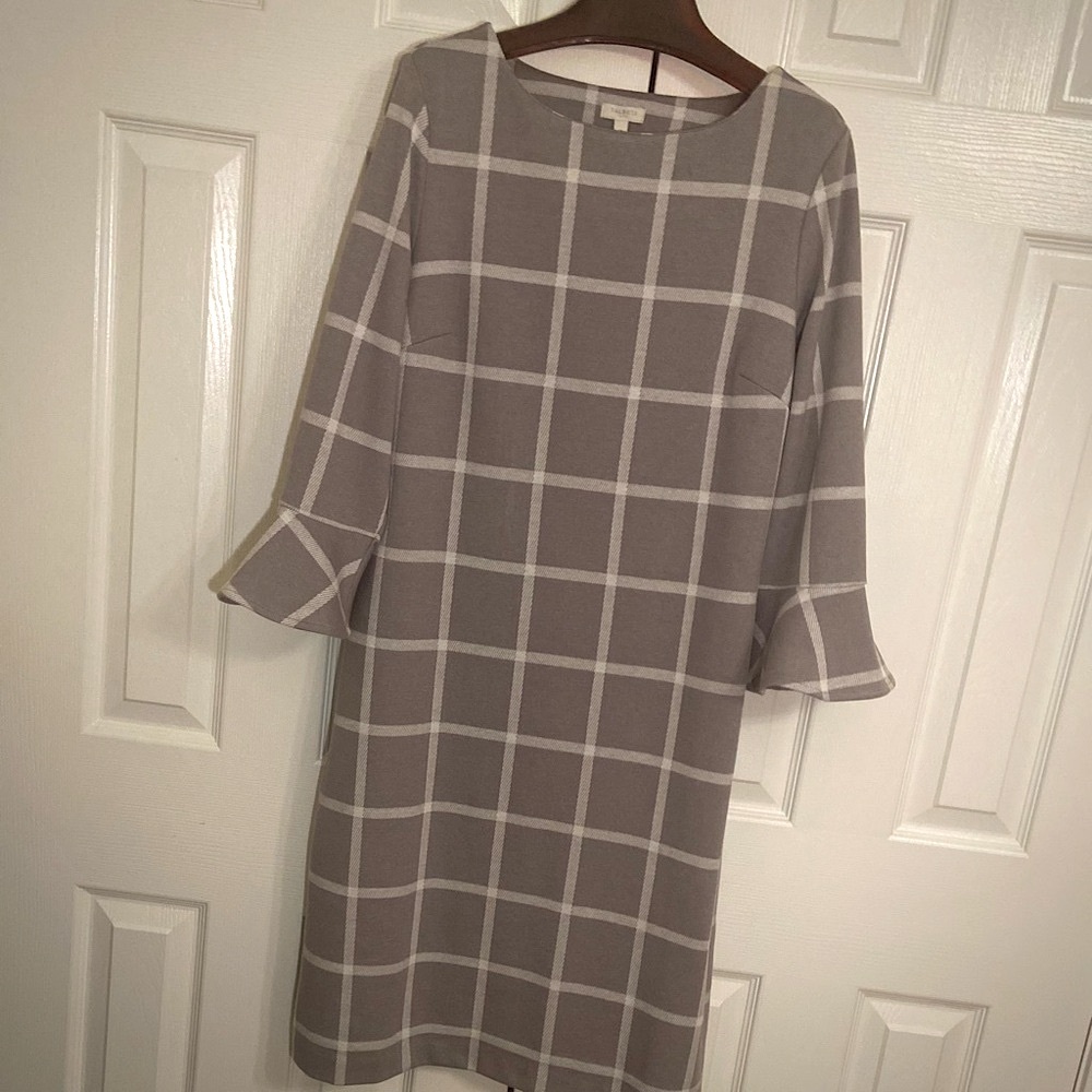 Elegant Gray Plaid Women's Dress